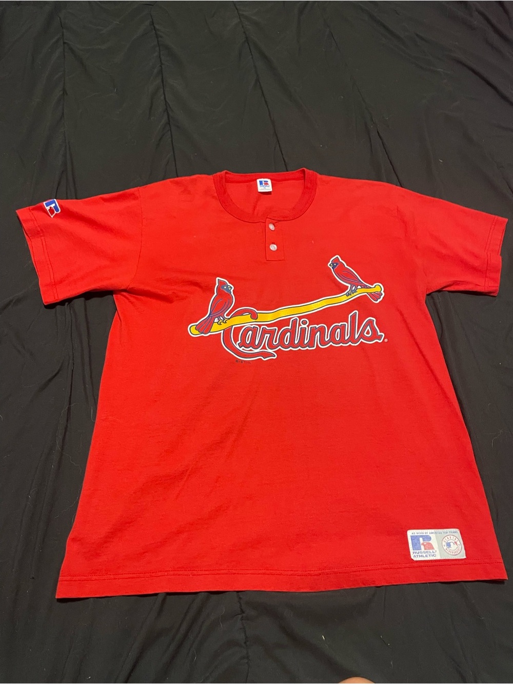 Vintage 90s St Louis Cardinals Russell Athletic T Shirt XL MLB Baseball Henley